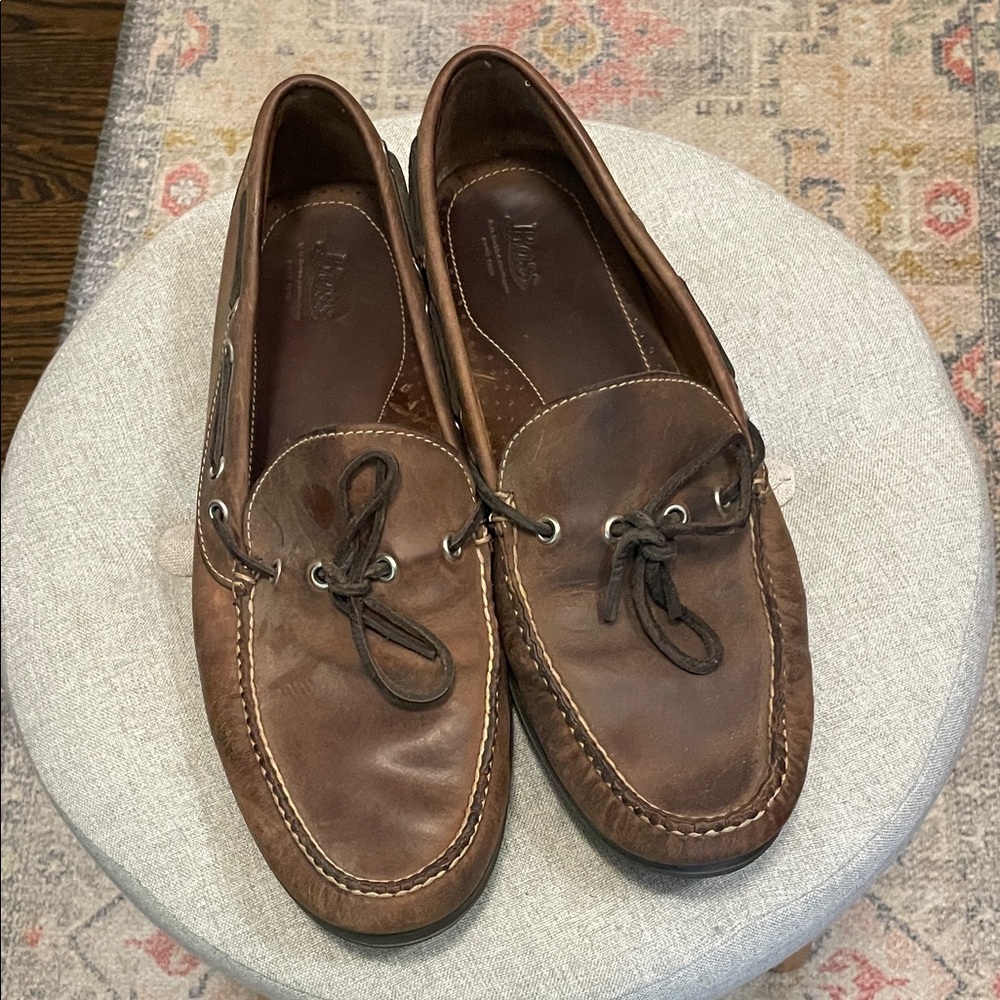 G.H. Bass & Co. Brown Leather Moc Toe Boat Shoes
